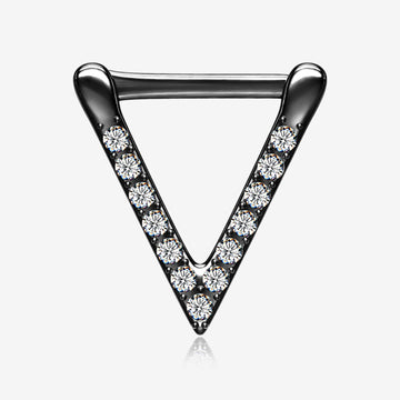Blackline Urban Chevron Arrow Geometric Triangle Multi-Gem Clicker Hoop Ring-Clear Gem